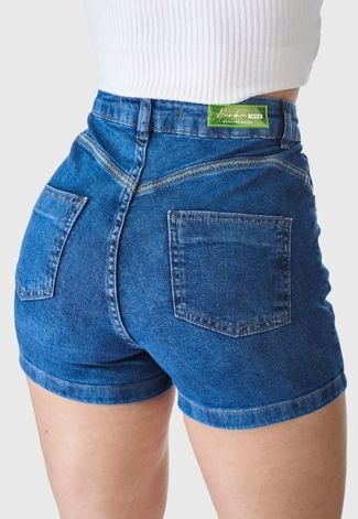 Shorts HNO Jeans Curto Liso Com Elastano Azul
