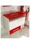 Gabinete para Banheiro 80 cm com 2 Peças Linea 17 Branco e Vermelho Tomdo - Marca Tomdo