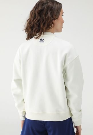 Blusa de Moletom Flanelada Fechada adidas Originals Logo Off-White