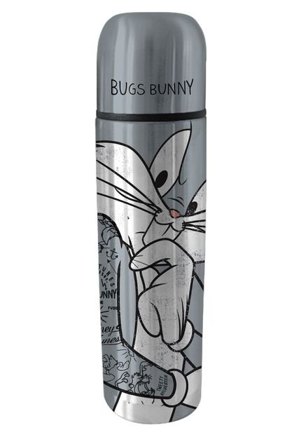 Garrafa Térmica Looney Tunes Aço Inox Bug Bunny Conce 500ml Cinza - Marca Metrópole