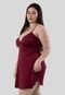 Camisola Plus Size Diluxo Liganete Lisa Detalhe em Renda Vinho - Marca Diluxo