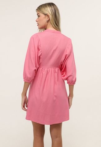 Vestido Hering Curto Mandarim Rosa