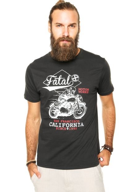 Camiseta Fatal Moto Preta - Marca Fatal Surf