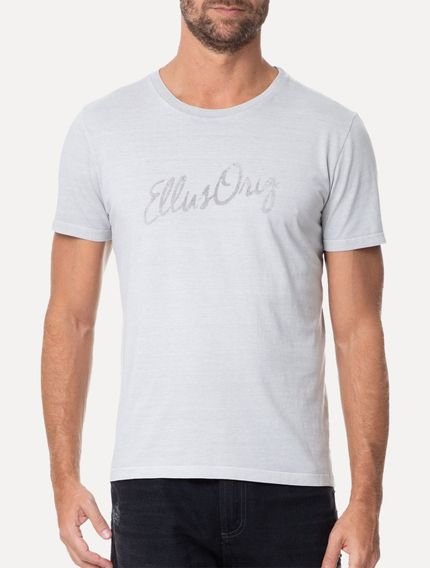 Camiseta Ellus Masculina Cotton Washed Origin. Script Cinza - Marca Ellus