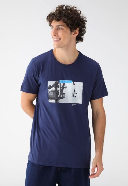 Camiseta Colcci Reta Estampada Azul Marinho - Marca Colcci