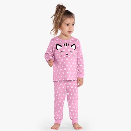 Pijama Brilha no Escuro Infantil Menina Kyly Rosa - Marca Kyly