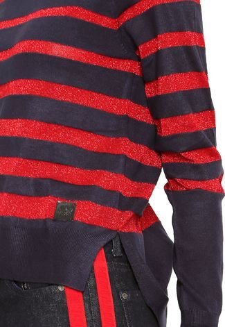 Suéter Ellus 2ND Floor Tricot Basic Stripes Azul-Marinho/Vermelho