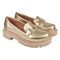 Sapato Feminino Mocassim Tratorado Donatella Shoes Bico Redondo Confort Ouro Light - Marca Donatella Shoes
