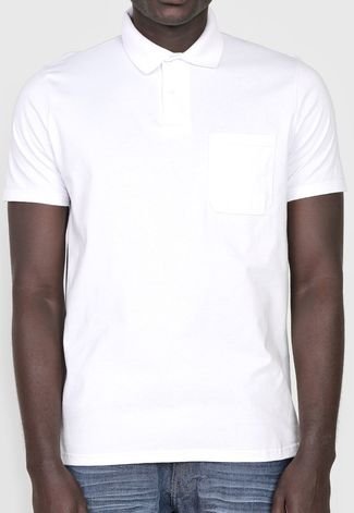Camisa Polo Malwee Reta Bolso Branca