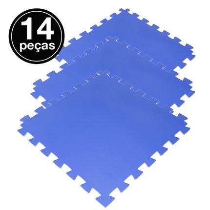Menor preço em Kit 14 Tapete Tatame Eva Loja da Maria 100x100x3cm 30mm Cores Azul