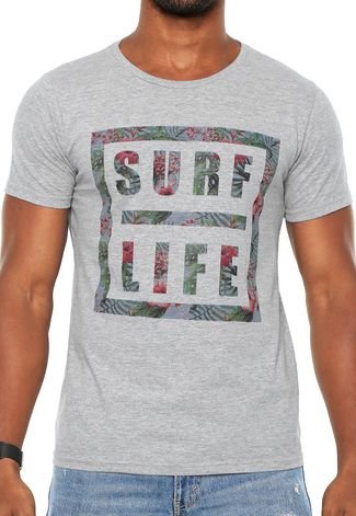 Camiseta FiveBlu Manga Curta Surf Life Cinza