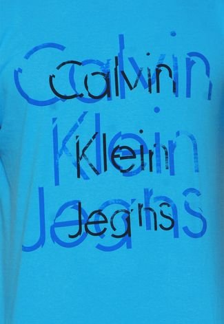 Camiseta Calvin Klein Jeans Estampada Azul