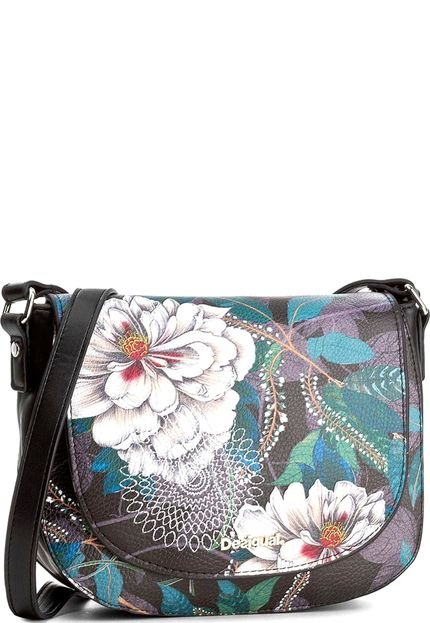 Bolsa Tiracolo Desigual Floral Preta - Marca Desigual