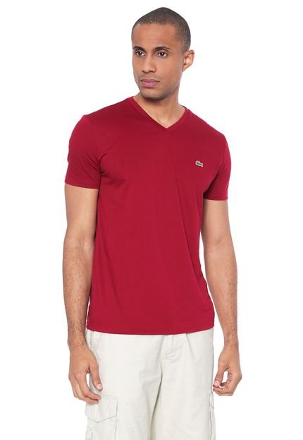 Camiseta Lacoste Regular Fit Gola V Vermelha - Marca Lacoste