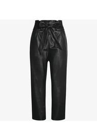 Faux Leather Paperbag Pants Negro