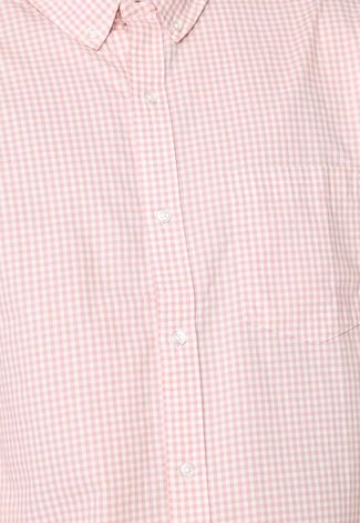 Camisa Hering Reta Vichy Bolso Rosa/Branco