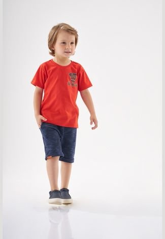 Conjunto Bermuda e Camiseta Estampada Up Baby Vermelho