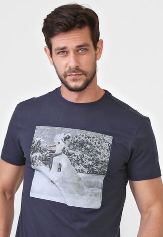Camiseta Reserva Estampada Azul-Marinho