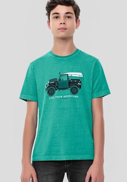 Camiseta Juvenil Estampada com Efeito Vintage - Marca Hangar 33
