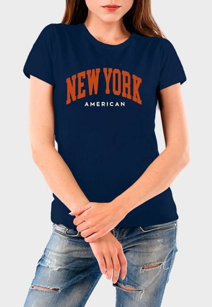Camiseta Feminina Marinho New York Algodão Premium Benellys - Marca Benellys