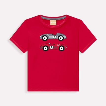 Camiseta Infantil Menino Milon com Bordados de Carros Vermelho - Marca Milon