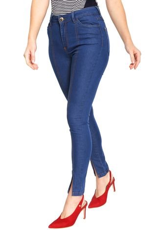 Calça Jeans Dudalina Skinny Fenda Azul