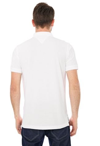 Camisa Polo Tommy Hilfiger Reta Bordada Branca