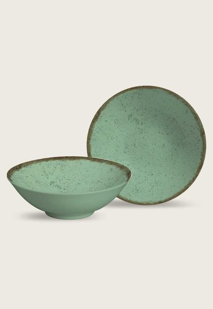 Conjunto De 6 Bowls Decorados Verde Organic Colors Alleanza - Marca Alleanza