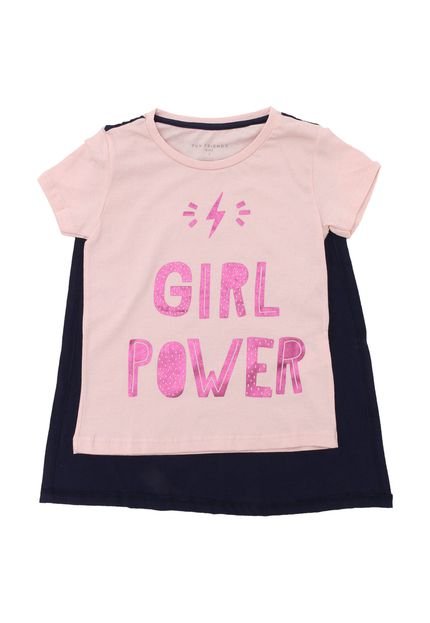 Camiseta Fun Friends Kids Girl Power Rosa - Marca Fun Friends Kids