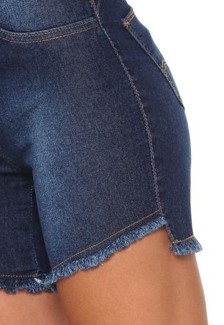 Bermuda Jeans Biotipo Reta Assimétrica Azul