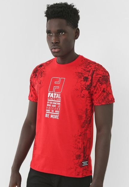 Camiseta Fatal Lettering Metalizado Vermelha - Marca Fatal