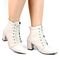 Coturno Feminino Bota Bico Fino CM Calçados Confortável Macio Salto Alto Cano Médio Off White - Marca Monte Shoes