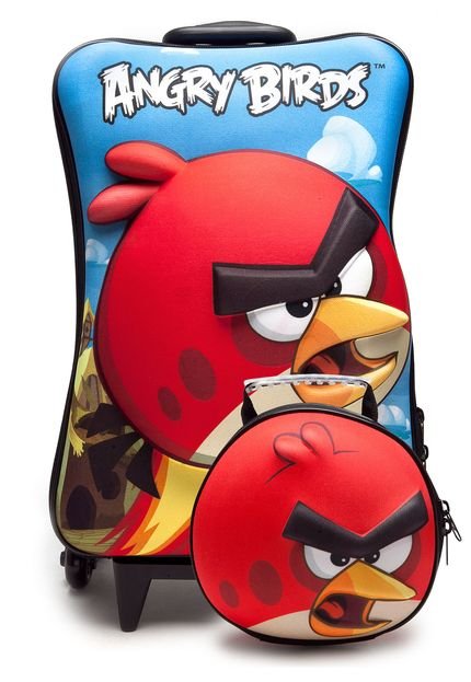 Kit de Mochila e Lancheira Max Toy Angry Birds Azul/Vermelho - Marca Max Toy