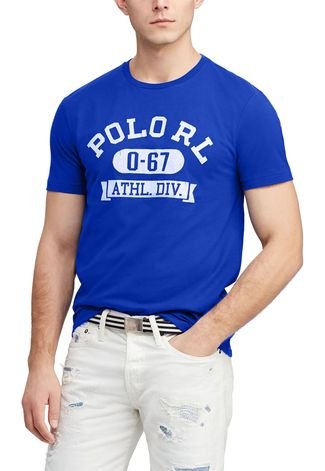 Camiseta Polo Ralph Lauren Custom Slim Fit Azul