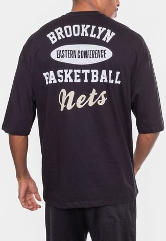 Camiseta NBA Masculina Conference Brooklyn Nets Preta