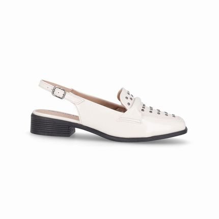 Sapato Slingback Giovanna Salto Baixo Off White - Marca Piccadilly