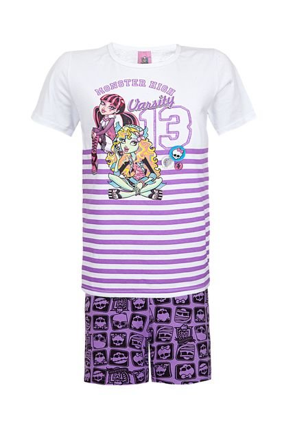 Pijama Malwee Monster High Style Branca/Roxa - Marca Malwee