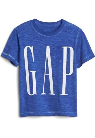 Camiseta GAP Infantil Logo Bolso Azul