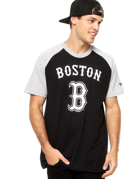 Camiseta Manga Curta New Era Classic 2 Boston Red Sox Preta/Cinza - Marca New Era