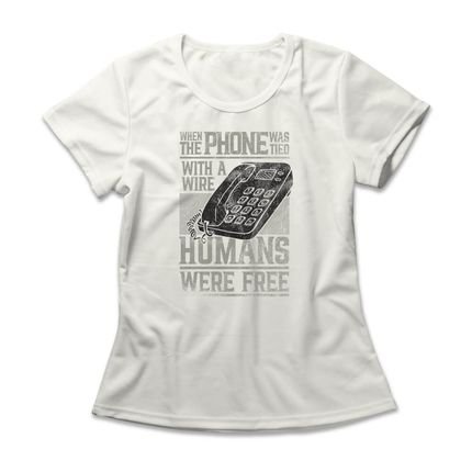 Camiseta Feminina Wire Phone - Off White - Marca Studio Geek 