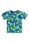 Pijama com Camiseta e Bermuda Masculina Infantil em Meia Malha Quimby Azul - Marca Quimby
