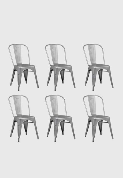 Conjunto 06 Cadeiras Iron Cinza Rivatti - Marca Rivatti