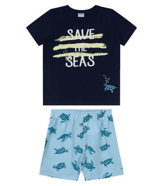 Conjunto Infantil Save The Seas Rovitex Kids Azul