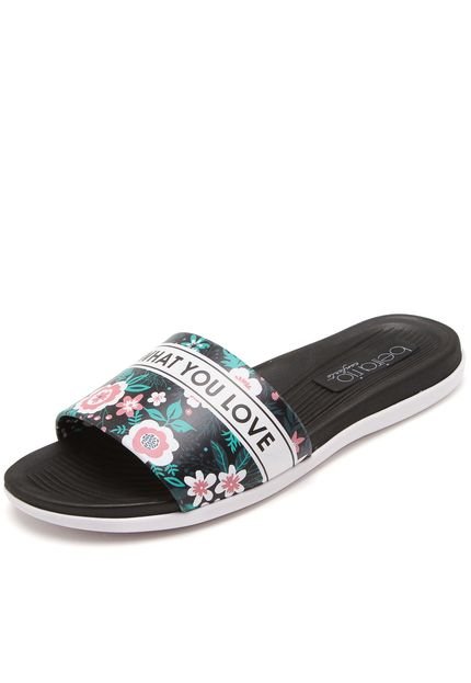 Slip On Chinelo Slide Beira Rio Lettering Preto - Compre Agora | Dafiti ...