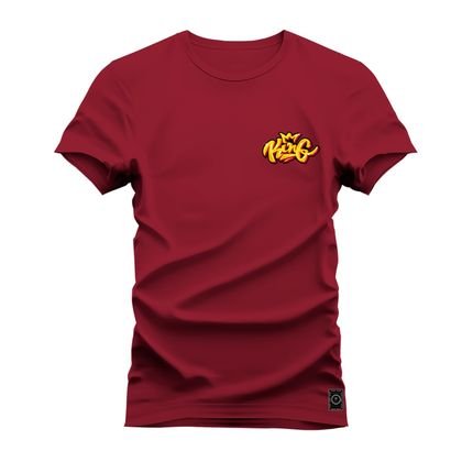 Camiseta Plus Size Unissex Algodão Estampada King Rei Peito - Bordô - Marca Nexstar