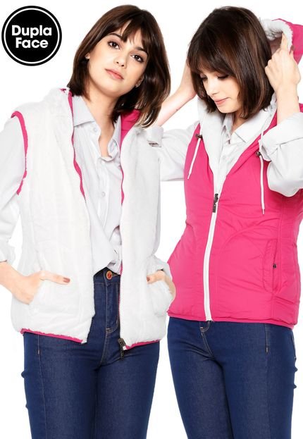 Colete Polo Wear Dupla-Face Pelo Rosa/Branco - Marca Polo Wear