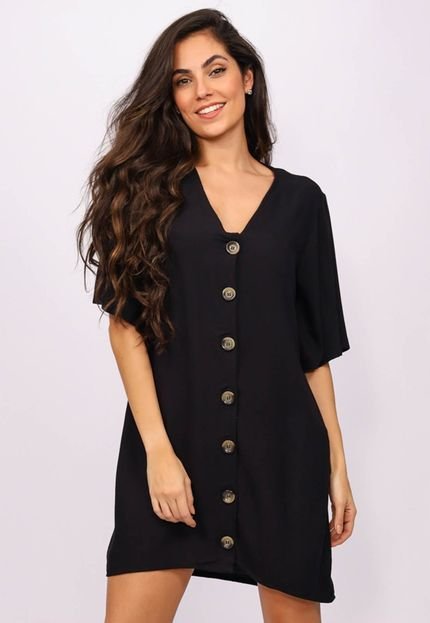 Vestido Curto Camisa Viscose Preto - Marca Amazonia Vital