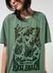 Camiseta Oversized Verde Estonada Borboletas - Marca Youcom