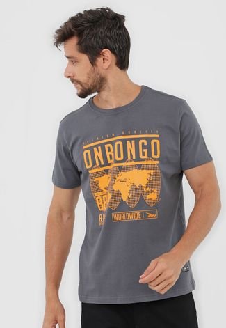 Camiseta Onbongo Lettering Cinza
