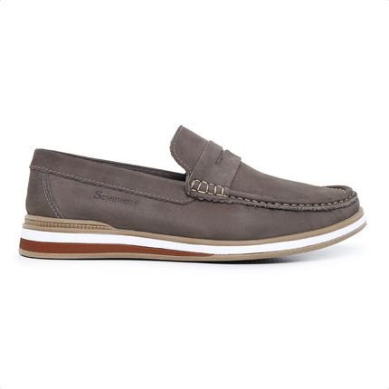 Mocassim Masculino De Couro Dockside Macio Moderno Casual Schiareli 2024 Cinza - Marca Schiareli